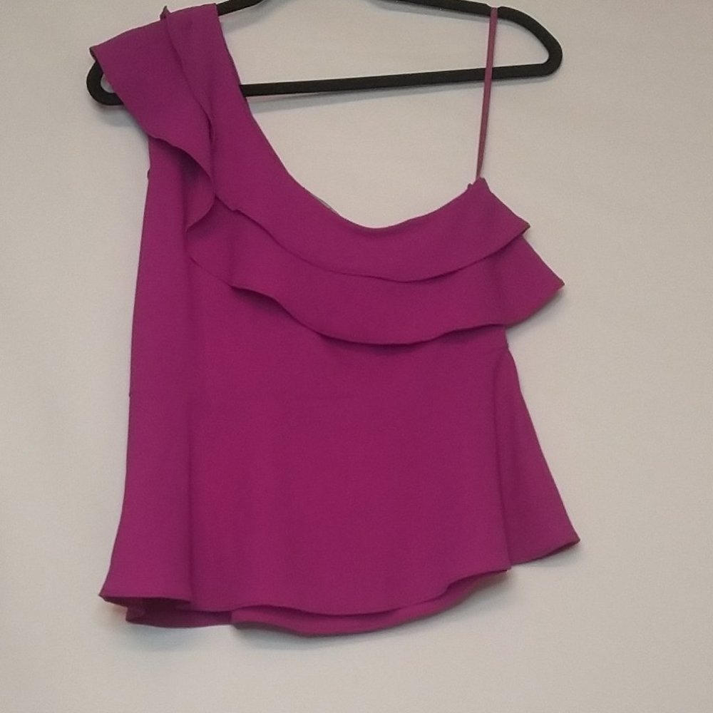 One Shoulder Ruffled  Top - Picture 4 of 8